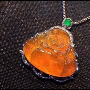 18k gold Authentic type a lucky lucky jade pendant